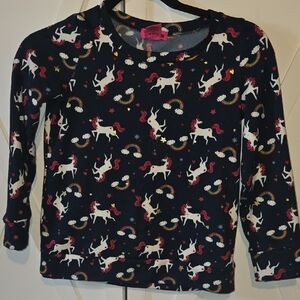 Girls' Navy Unicorn & Rainbow Pullover Sweatshirt